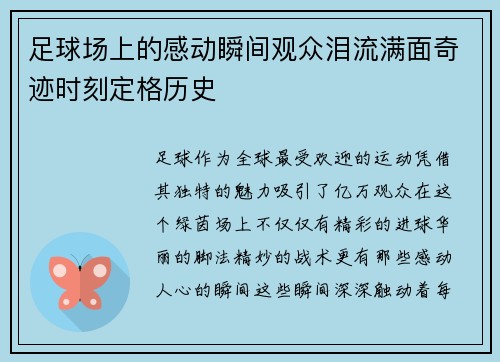 足球场上的感动瞬间观众泪流满面奇迹时刻定格历史